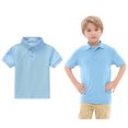 thumbnail image 1 of Youth Polo Shirts for Boys Short Sleeves Sky Blue Button up Shirt Boys Casual Collared Shirts School Uniforms 8-9 Years Clothes Boys, 1 of 5