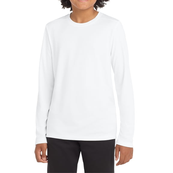 Youth PosiCharge Casual Posi-UV Pro Moisture-Wicking Long Sleeve T-shirt White L