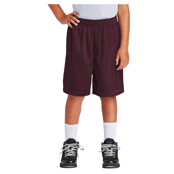 Youth PosiCharge Double-Layer Classic Polyester Mesh Short Maroon X-Large