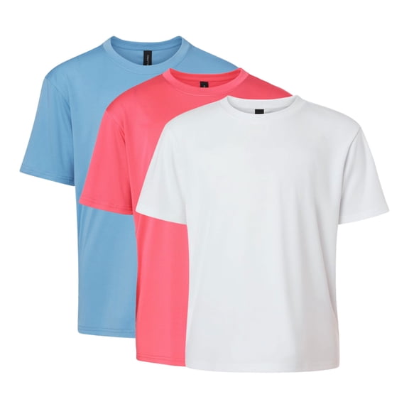 Youth Pro-Lock Performance T-Shirt, 100% Polyester Interlock Short Sleeve Jersey Tee Shirts, Mix Color Bulk T-Shirt (Bright Color 3 Pack, M)