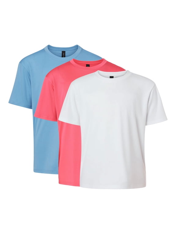 Youth Pro-Lock Performance T-Shirt, 100% Polyester Interlock Short Sleeve Jersey Tee Shirts, Mix Color Bulk T-Shirt (Bright Color 3 Pack, M)