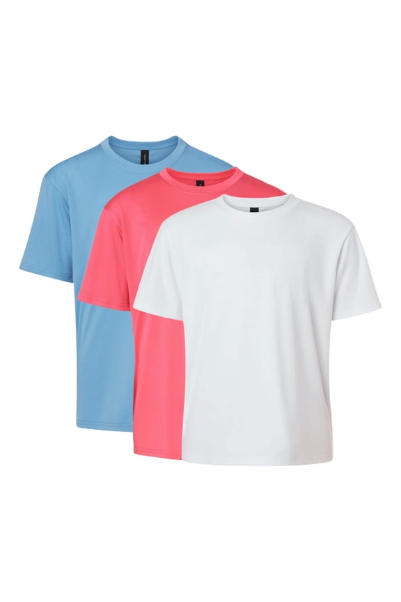 Youth Pro-Lock Performance T-Shirt, 100% Polyester Interlock Short Sleeve Jersey Tee Shirts, Mix Color Bulk T-Shirt (Bright Color 3 Pack, XS)