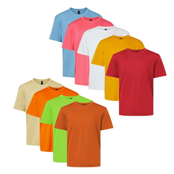 Youth Pro-Lock Performance T-Shirt, 100% Polyester Interlock Short Sleeve Jersey Tee Shirts, Mix Color Bulk T-Shirt (Bright Color 9 Pack, M)