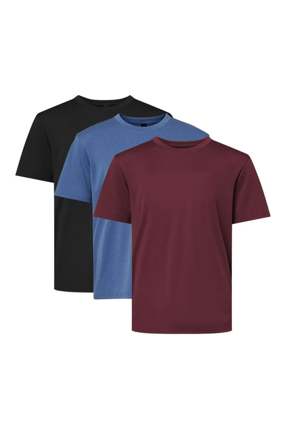 Youth Pro-Lock Performance T-Shirt, 100% Polyester Interlock Short Sleeve Jersey Tee Shirts, Mix Color Bulk T-Shirt (Dark Color 3 Pack, S)