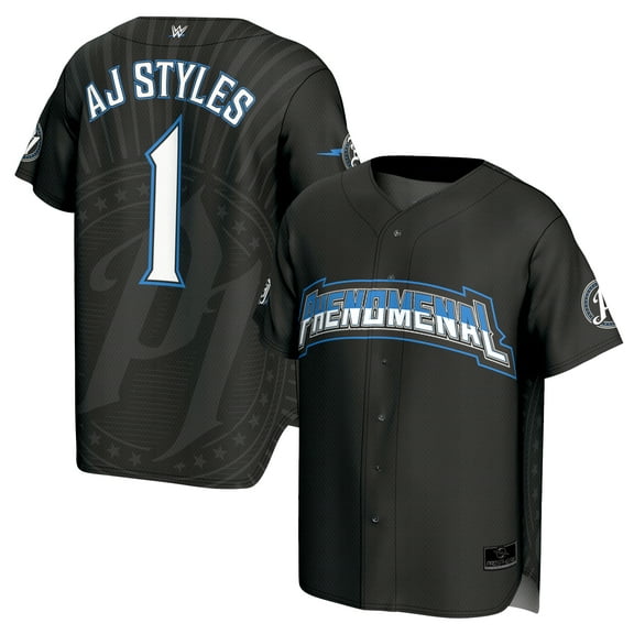 Youth ProSphere Black AJ Styles Phenomenal Baseball Jersey