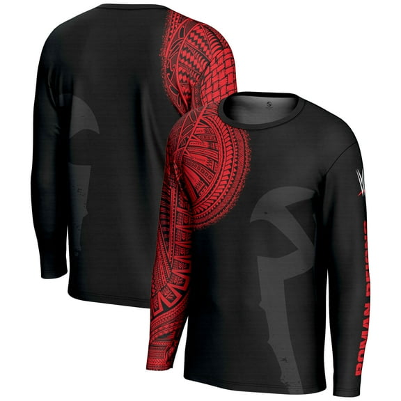 Youth ProSphere Black/Red Roman Reigns Tattoo Long Sleeve T-Shirt