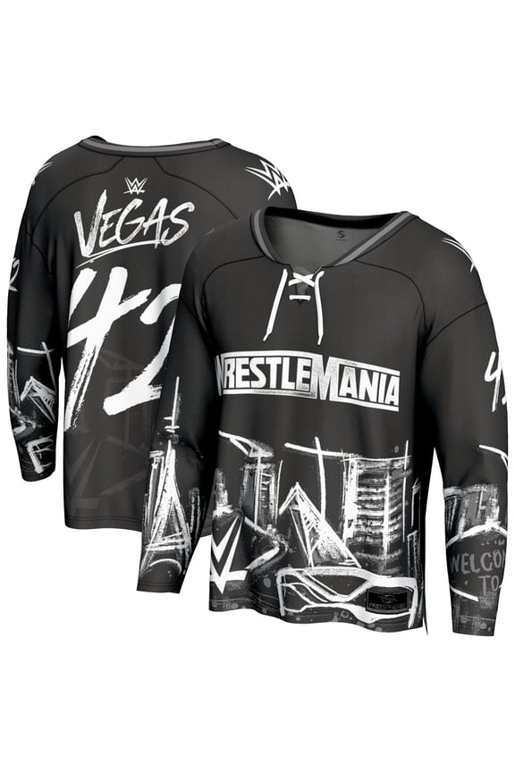 Youth ProSphere Black WrestleMania 42 Skyline Fashion Hockey Jersey