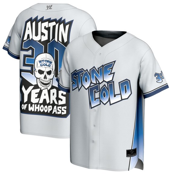 Youth ProSphere Gray "Stone Cold" Steve Austin 30th Anniversary Baseball Fashion Jersey