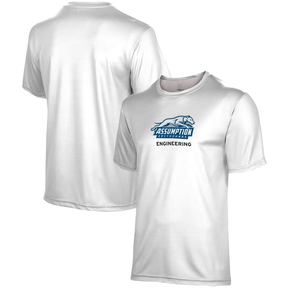Youth ProSphere White Assumption Greyhounds Engineering Logo T-Shirt