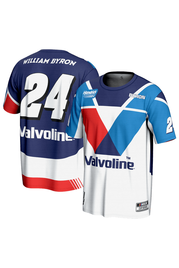 Youth ProSphere White/Blue William Byron Valvoline T-Shirt