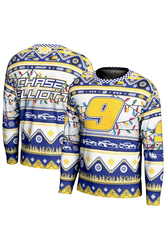 Youth ProSphere White Chase Elliott Holiday Sweatshirt