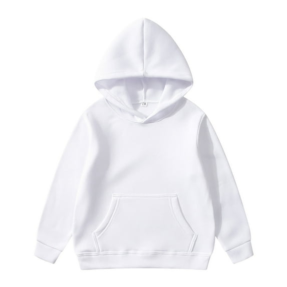 Youth Pullover Hoodies for Boys & Girls – Teen Size Bulk Sweatshirts with Kangaroo Pocket Graphic Hoodies Youth Large Hoodie Hoodies for Women Trendy(Color:White,Size:6-8 Years)