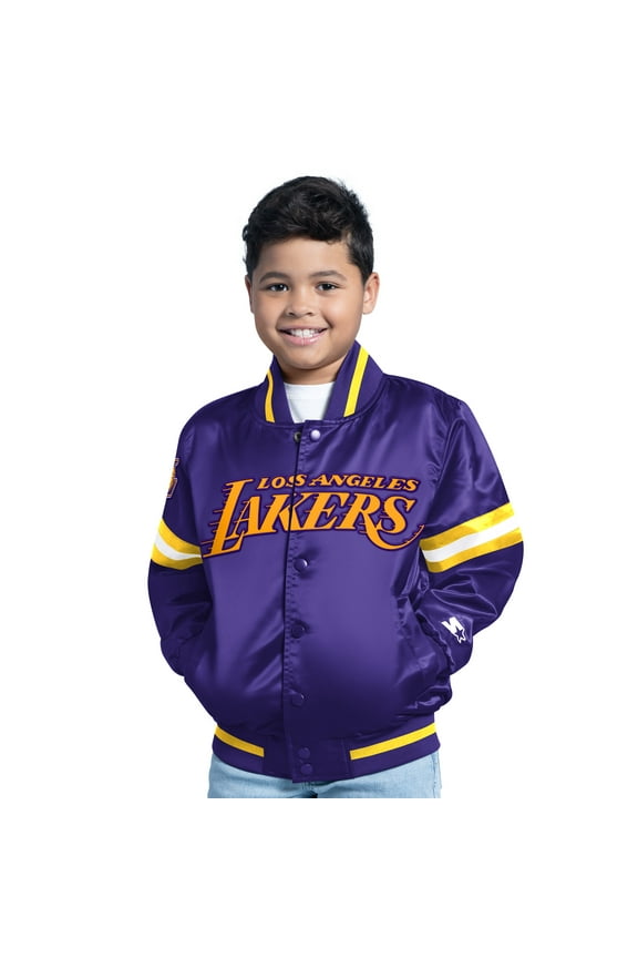 Youth Purple Los Angeles Lakers Scrimmage Full-Snap Varsity Jacket