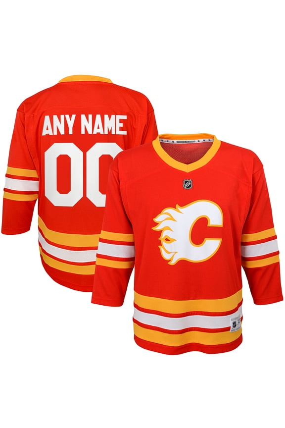 Youth Red Calgary Flames Home Replica Custom Jersey