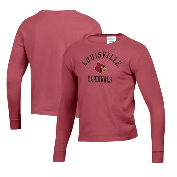 Youth Red Louisville Cardinals Mascot Comfort Wash Long Sleeve T-Shirt