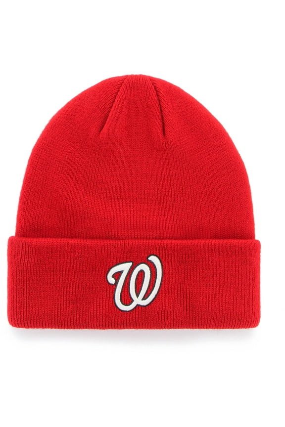 Youth Red Washington Nationals Cuffed Knit Hat - OSFA