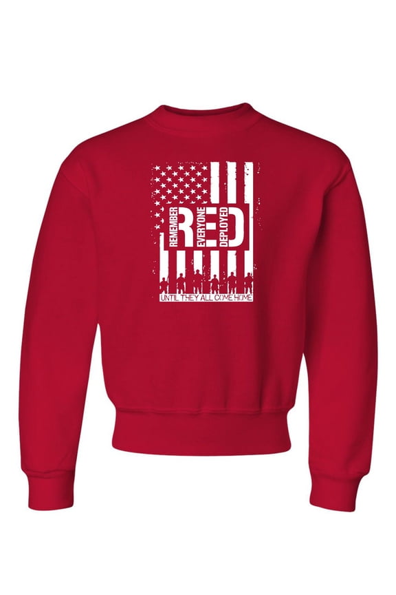 Youth Remember Everyone Deployed RED Friday Crewneck Sweatshirt