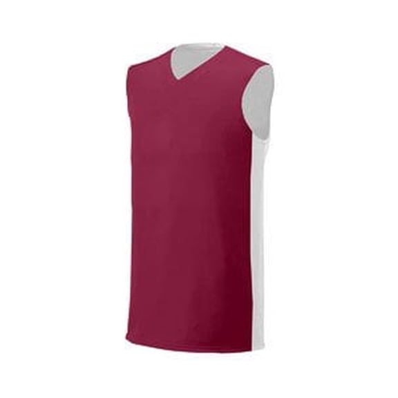 Youth Reversible Moisture Management Muscle Shirt - CARDINAL/ WHITE - M