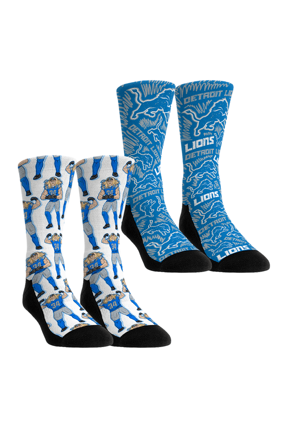 Youth Rock Em Socks Alex Anzalone Detroit Lions 2-Pack Reverse Hurdle Crew Socks Set