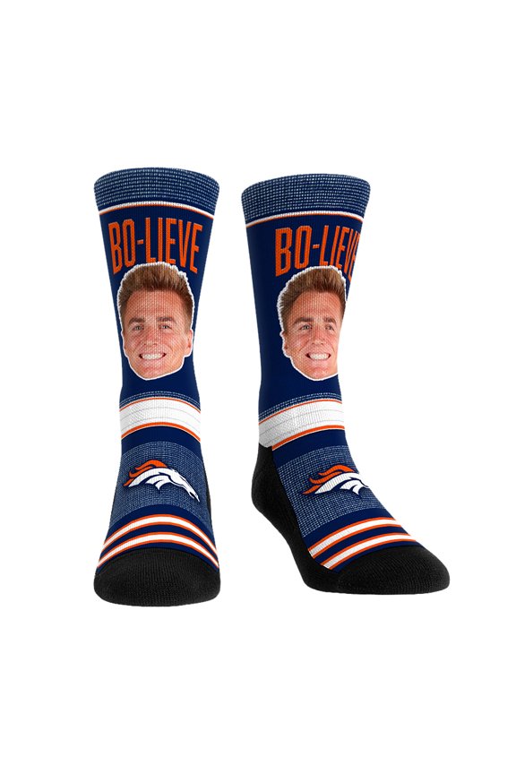 Youth Rock Em Socks Bo Nix Denver Broncos Playmaker Crew Socks