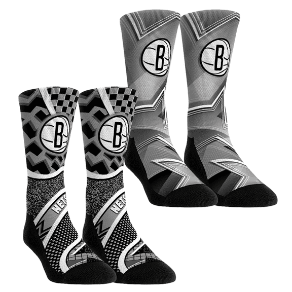 Youth Rock Em Socks Brooklyn Nets NBA Hoops Two-Pack Crew Socks Set