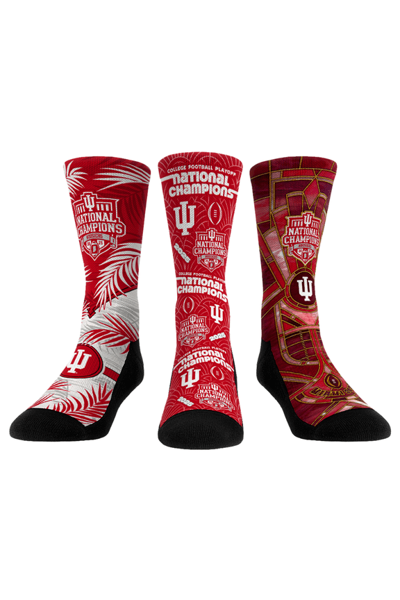 Youth Rock Em Socks Crimson Indiana Hoosiers College Football Playoff 2025 National Champions 2-Pack Crew Socks Set