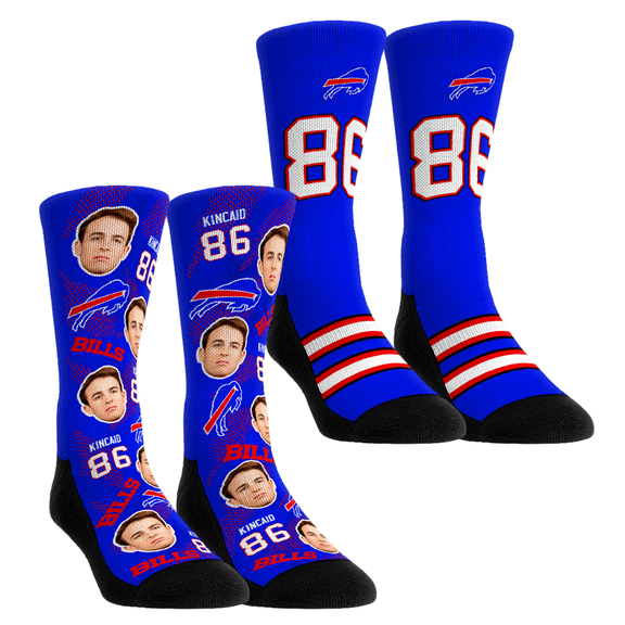 Youth Rock Em Socks Dalton Kincaid Buffalo Bills Player Football Guy Two-Pack Crew Sock Set
