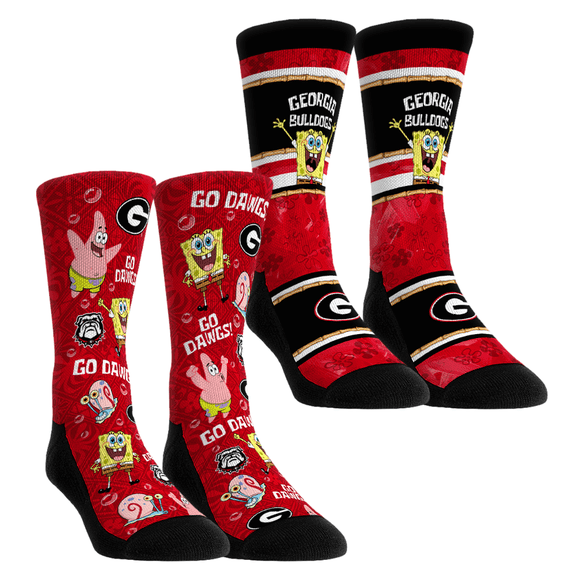 Youth Rock Em Socks Georgia Bulldogs SpongeBob SquarePants Two-Pack Crew Socks Set
