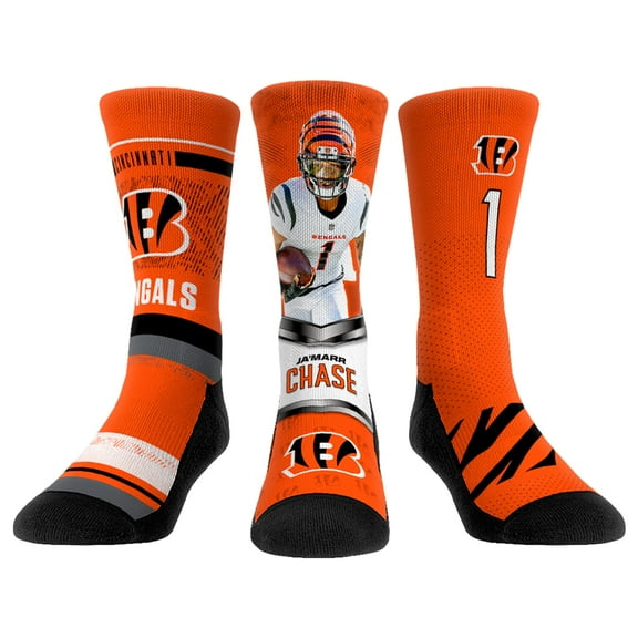 Youth Rock Em Socks Ja'Marr Chase Cincinnati Bengals Three-Pack Crew Socks Set