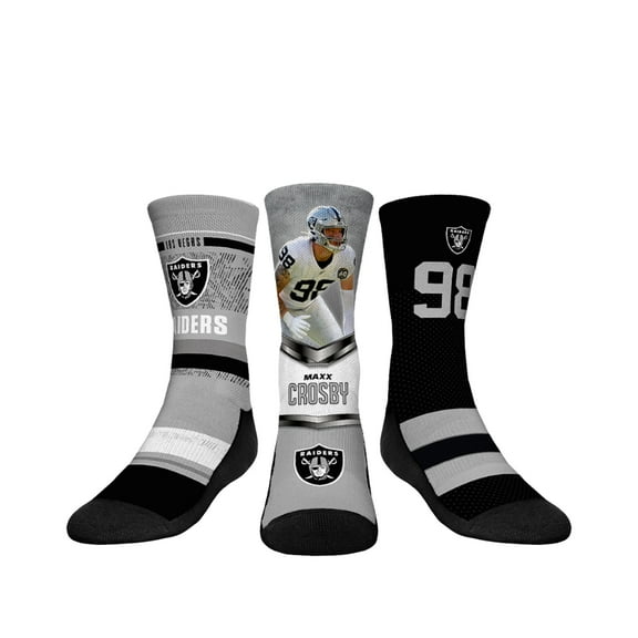Youth Rock Em Socks Maxx Crosby Las Vegas Raiders 3-Pack Crew Sock Set