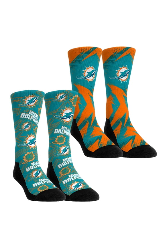 Youth Rock Em Socks Miami Dolphins Game Day Two-Pack Crew Sock Set