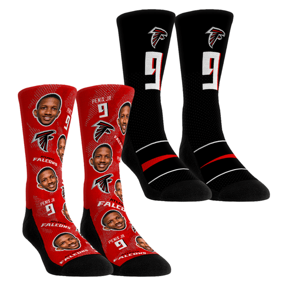 Youth Rock Em Socks Michael Penix Jr. Atlanta Falcons Player Football Guy Two-Pack Crew Sock Set