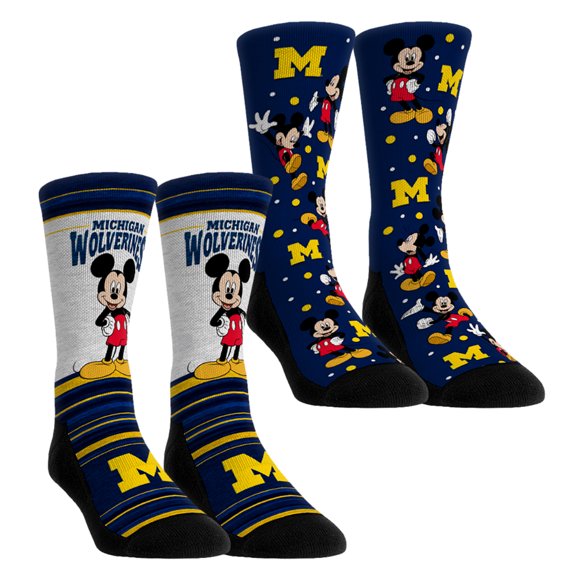Youth Rock Em Socks Michigan Wolverines Mickey Mouse Two-Pack Crew Socks Set