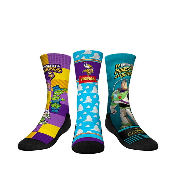 Youth Rock Em Socks Minnesota Vikings Toy Story 3-Pack Crew Socks