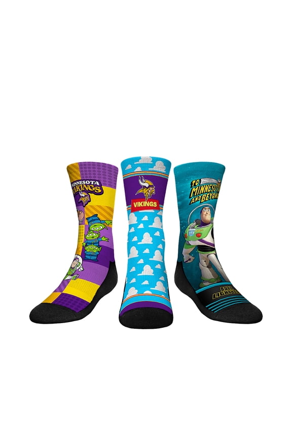 Youth Rock Em Socks Minnesota Vikings Toy Story 3-Pack Crew Socks