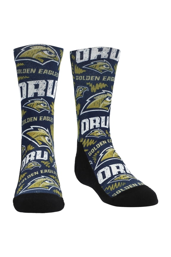 Youth Rock Em Socks Oral Roberts Golden Eagles Logo Sketch Crew Socks