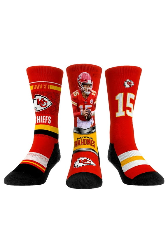 Youth Rock Em Socks Patrick Mahomes Kansas City Chiefs 3-Pack Crew Socks Set