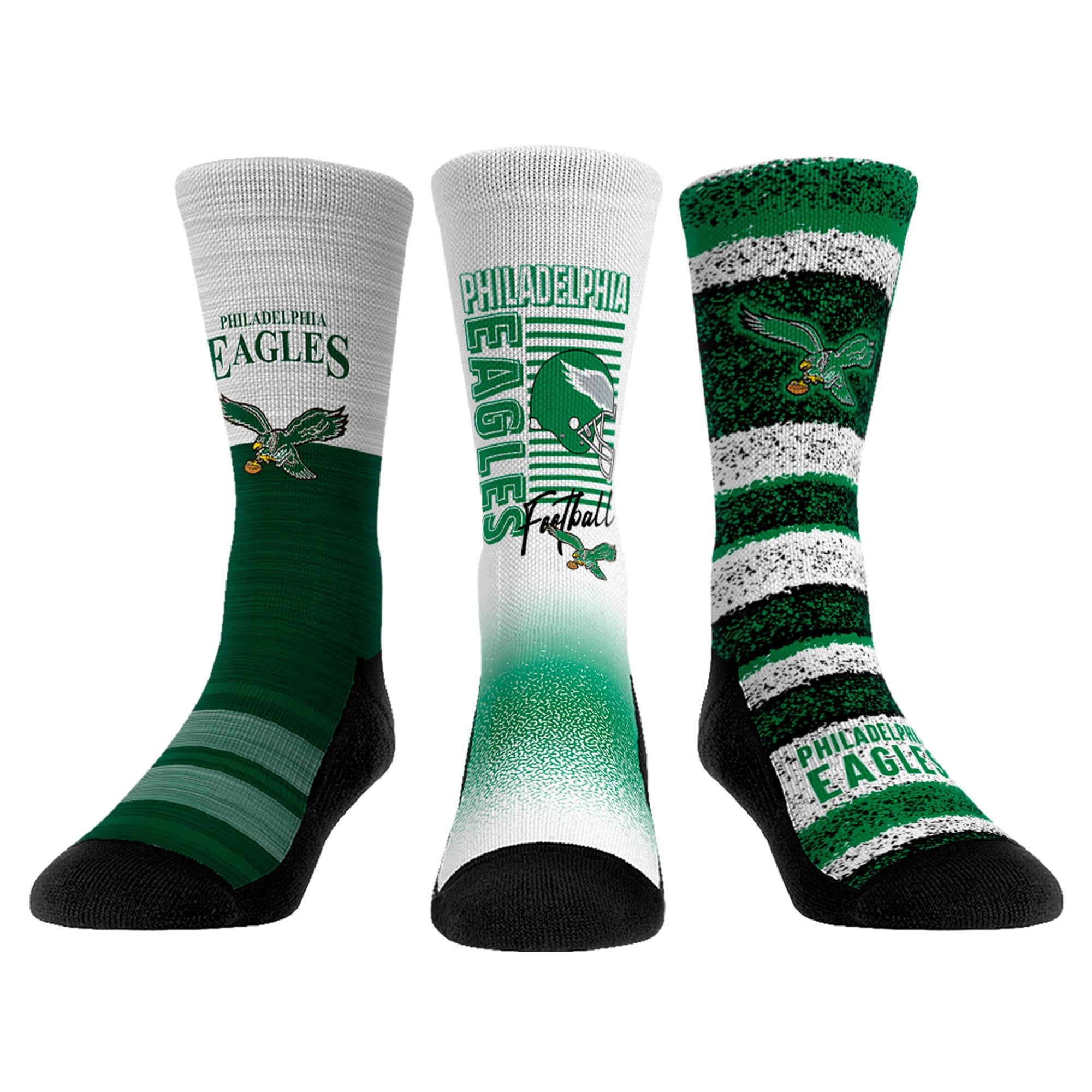 ROCK 'EM SOCKS Youth Rock Em Socks Philadelphia Eagles Throwback Three-Pack Crew Sock Set
