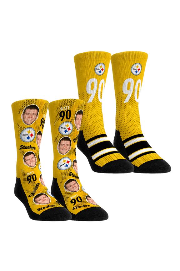 Youth Rock Em Socks T.J. Watt Pittsburgh Steelers Player Football Guy Two-Pack Crew Sock Set