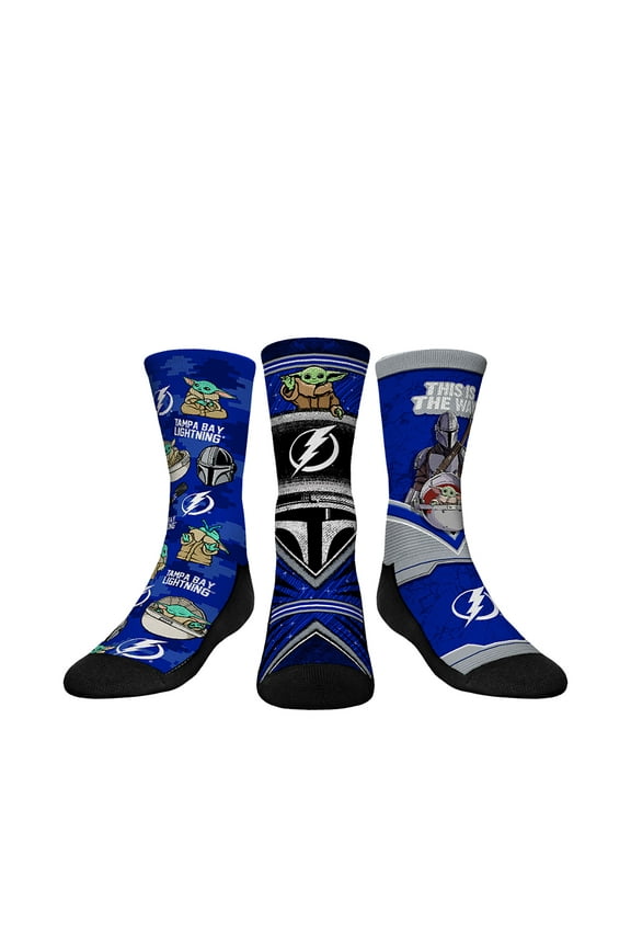 Youth Rock Em Socks Tampa Bay Lightning The Mandalorian 3-Pack Crew Socks