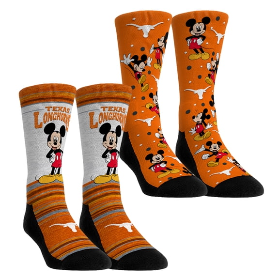 Youth Rock Em Socks Texas Longhorns Mickey Mouse Two-Pack Crew Socks Set