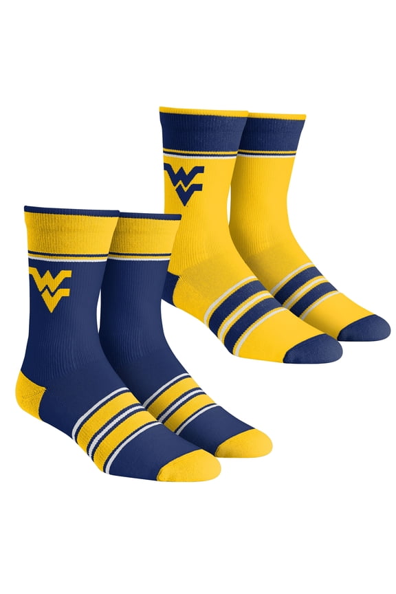 Youth Rock Em Socks West Virginia Mountaineers Multi-Stripe 2-Pack Team Crew Sock Set
