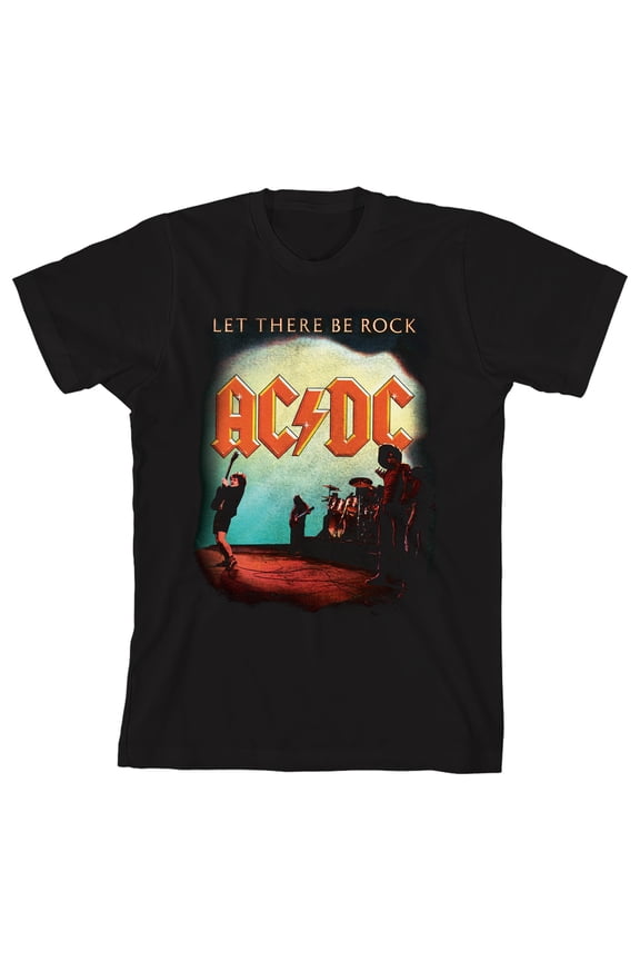 Youth Rock Let There Be Rock Classic Vintage ACDC Shirt Boys Graphic Tee-Medium