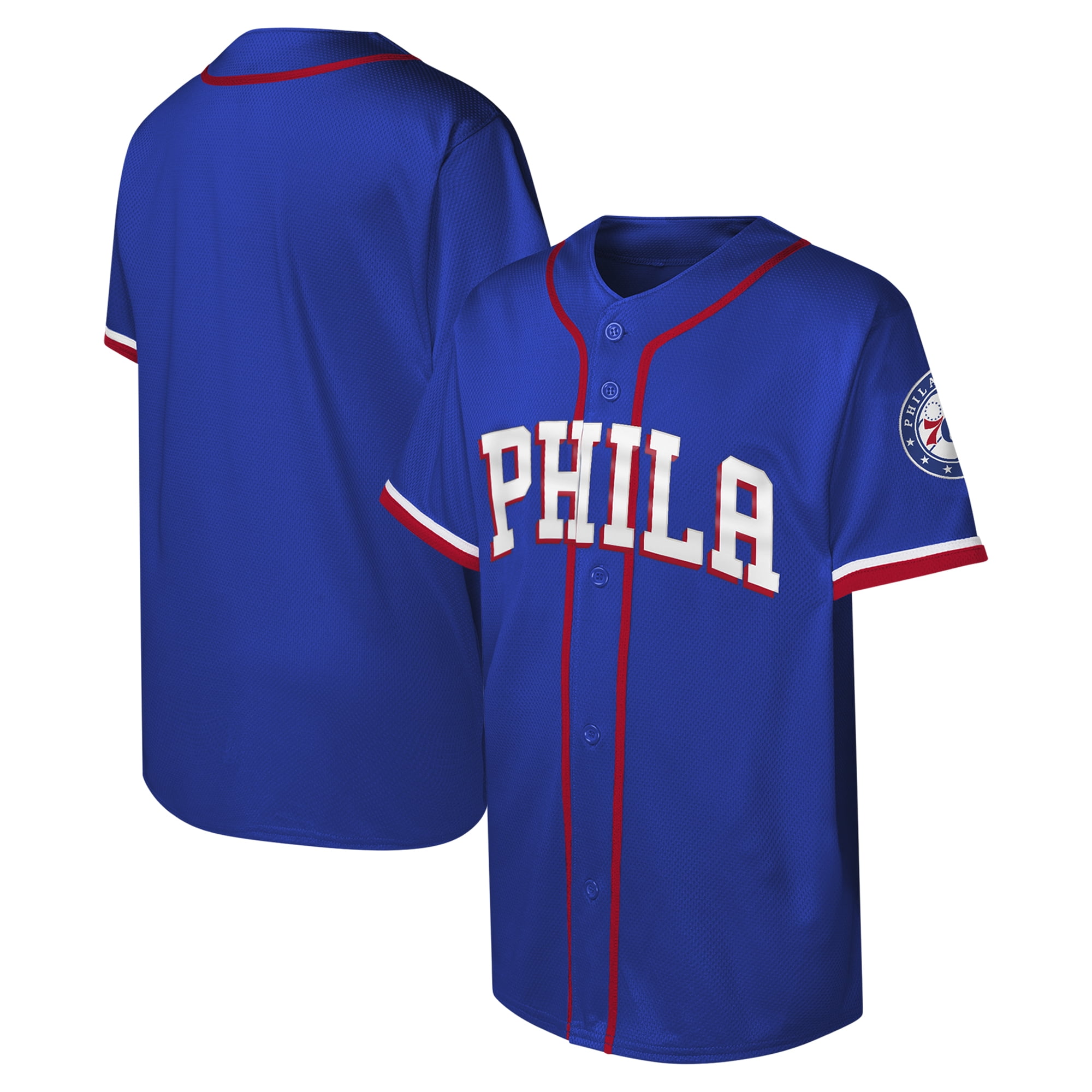 Youth Royal Philadelphia 76ers Stitch FullButton Baseball Jersey