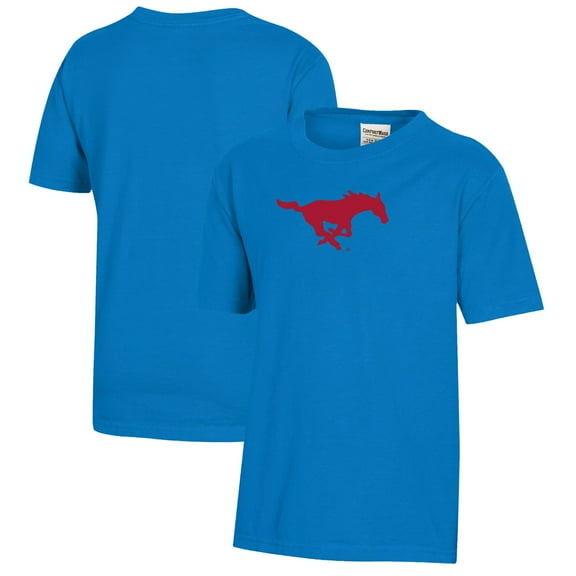 Youth  Royal SMU Mustangs Logo Comfort Wash T-Shirt