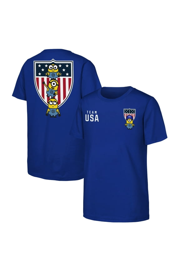 Youth Royal Team USA Minions Flag Logo T-Shirt