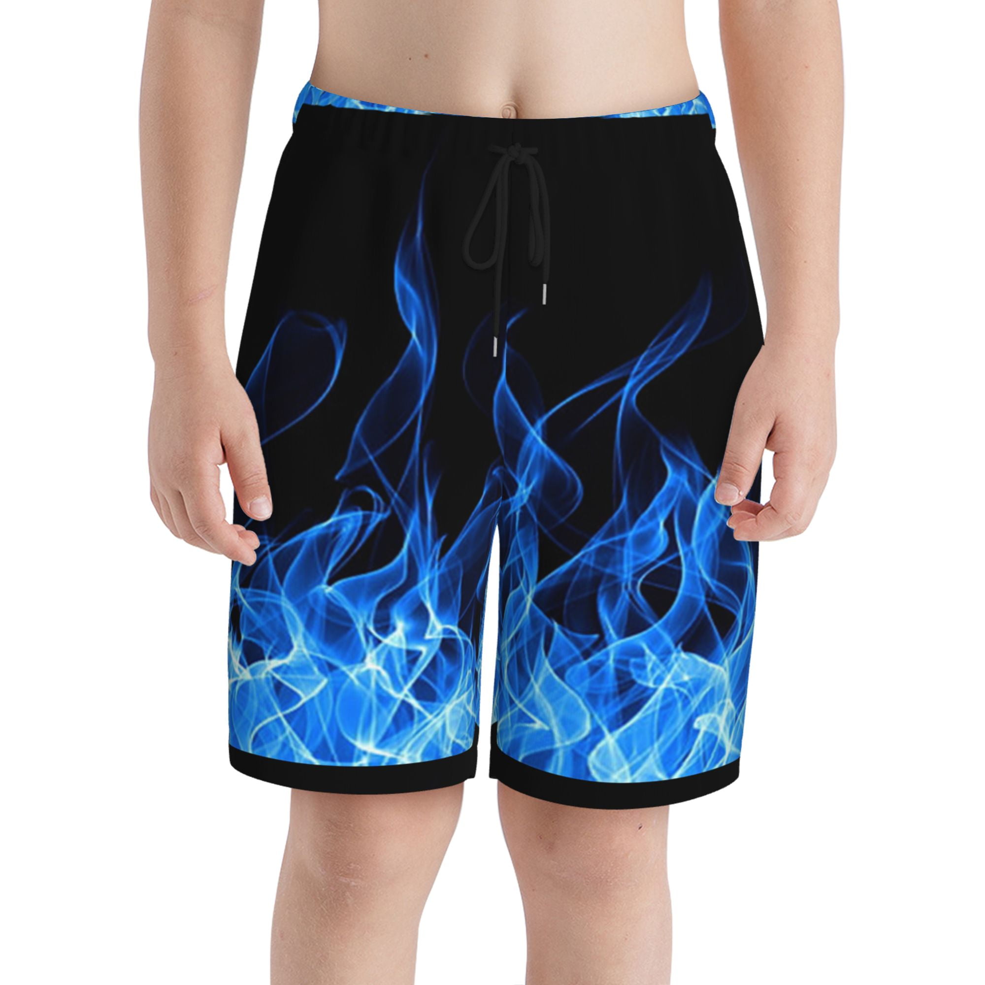 Swim Trunks Blue Fire Shorts Youth'S Swim Trunks Fire Blue Flame