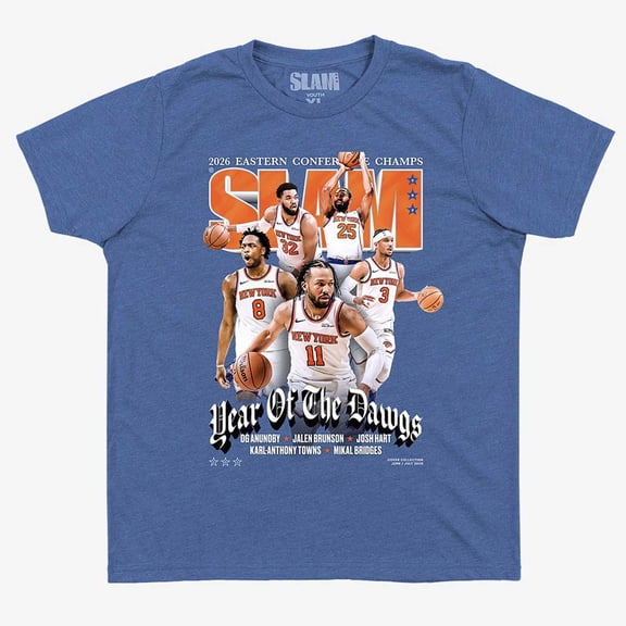 Youth SLAM Blue New York Knicks 2026 NBA Eastern Conference Champions Cover T-Shirt