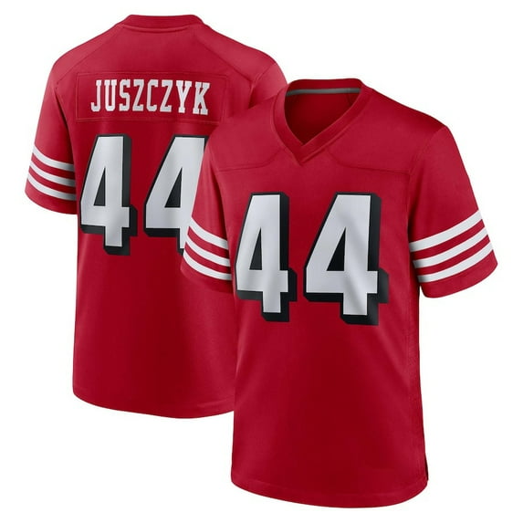 Youth San Francisco Juszczyk 44 Scarlet Alternate Stitched T-Shirts Sports Player Game Top, X-Large