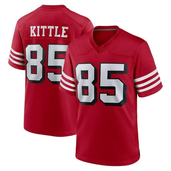 Youth San Francisco Kittle 85 Scarlet Alternate Stitched T-Shirts Sports Player Game Top, X-Large